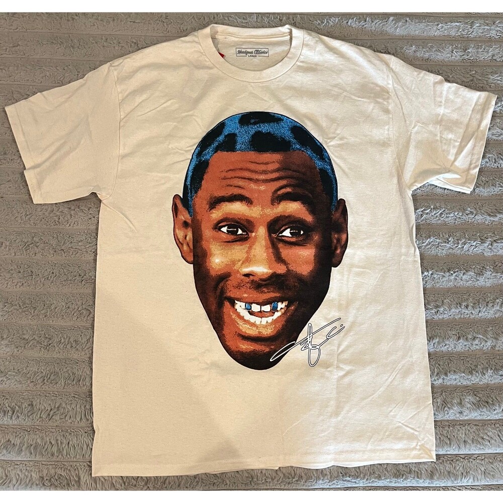 Headgear Classics Tyler the Creator Inspired Face Graphic T-Shirt Cream L NWT